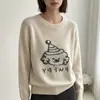 Suéter de forro polar jacquard con diseño estilo coreano de oso de miel para mujer, nuevo modelo otoño e invierno 2026, de corte holgado, adelgazante y rejuvenecedor, top de punto
