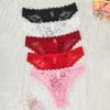 Ropa interior de encaje transfronteriza para mujer Multicolor Lazo Hueco Perspectiva Media cadera Botón de amor Ropa interior europea y americana para mujer Cintura baja