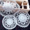 Rendas Bordadas Redondas Vazadas, Toalhas de Mesa, Pratos e Tigelas para Mesa de Jantar, Descansos de Mesa Isolados, Decorações de Tecido, Enfeites e Adereços