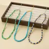 Novo colar de contas estilo chinês cilíndrico de turquesa e lápis-lazúli, acessório popular de luxo leve para o dia a dia com elegância requintada