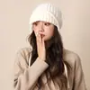 Gorro de Punto de Color Sólido Holgado para Mujer en Invierno, Moderno y a la Moda, Hace que la Cara Parezca Más Pequeña, Cálido y Protector de Orejas, Sombrero de Lana