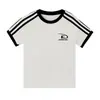 Camiseta Informal Versátil de Manga Corta con Estampado de Letras de Nicho Nuevo y Diseño de Tres Rayas para Verano