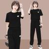 Traje deportivo de talla grande para mujer 2025 Nuevo estilo coreano holgado estilo occidental adelgazante casual traje deportivo conjunto de dos piezas para mujer