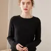 Nuevo Suéter de Cachemir para Mujer Otoño e Invierno 2026, Top de Cuello Redondo, Suéter Base de Punto Grueso de Cachemir de Color Sólido