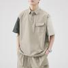 Anyang Verão Novo Estilo Seda de Gelo Fresca Manga Curta Camisa Polo Masculina Estilo Japonês Solta Casual Outdoor Gola Reversível Camiseta