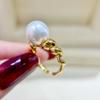 Acessórios de pérola DIY S925 Anel de prata Almofada vazia Anel de moda Almofada de prata com 11-13mm Round Bead 10458