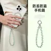 Colgante de Cadena para Teléfono de Disco Redondo Exquisito de Gama Alta y Perla Cuadrada Pequeña, Nueva Cadena para Muñeca, Lanyard de Cristal de Lujo para Teléfono