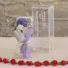 Rosa de flor artificial finalizada com caixa, buquê de crochê de lã de flor artificial tecido à mão para presente de feriado de amigos