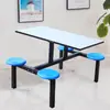 Juego de Mesa y Sillas de Comedor tipo Cantina para 4, 6 u 8 Personas, Mesa de Comedor de Acero Inoxidable, Mesa de Comedor Integrada tipo Comida Rápida para Construcción Escolar y Combinación de Taburetes para Fideos