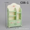 Mini Muebles Artificiales Pequeños Refrigerador Carrito de Comedor Caja Registradora Carrito de Compras Estante para Pasteles y Verduras Estante de Doble Cara Juguetes para Casa de Juego