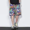 Shorts de Grafite Masculino Verão Fino Seda de Gelo Calça de Praia Tamanho Grande Calça Floral Marca Tendência Esportes Hip-Hop Basquete Calça de Cinco Pontos