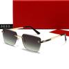 Nuevas gafas de sol de metal sin marco y con borde recortado para hombres y mujeres, gafas de sol cuadradas europeas y americanas de moda anti-UV, transfronterizas 3033
