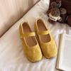 2025 Novo Verão Design de Nicho Mocassins Flats Foscos Elásticos de Uma Linha Sapatilhas de Balé com Velcro