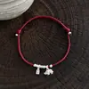 Pulseira de Corda Vermelha com Elefante em Prata Esterlina 925 para Mulheres Design Simples Novo Chinoiserie Tamanho Ajustável Feito à Mão Pulseira Versátil B6070