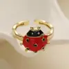 Anel de Inseto com Gotejamento de Óleo Banhado a Ouro 18K Simples Cross-Border Aogu Venda Quente Design Feminino Nicho Personalizado Novo