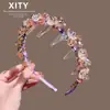 Faixa de Cabelo Flor de Cristal Exquisita Rede Social Luxo Leve Pente de Dente Faixa de Cabelo Japonesa Coreana Nova Crânio Superior Prensa de Cabelo Acessórios de Cabelo para Saída para Mulheres