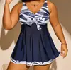 2025 Europa e Estados Unidos transfronteiriço novo estampado barriga fina boxer tamanho grande tankini conservador férias piscina termal maiô