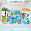 Cenário de Montagem de Evento com Tema de Verão Display de Loja em Shopping de Verão Decoração de Prancha de Surf Fundo de Decoração com Placa Kt