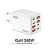 Cargador brillante de 240W 4USB+4PD cabezal de carga para teléfono móvil multipuerto adaptador de corriente 5V2A12W venta al por mayor