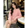 Cárdigan de punto con imitación de terciopelo de visón y lazo tridimensional para mujer, nuevo estilo otoño e invierno, suelto, suave, abrigo suéter versátil