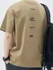 Camiseta Masculina de Algodão Puro Pesado Manga Curta Verão Marca Americana Tendência Solta Casual Versátil Cor Sólida Manga Meia-Manga