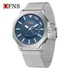 Reloj Octogonal OFNS Moda Personalidad Fecha Viaje de Negocios Reloj de Pulsera Delgado Negocios Dominante Reloj de Cuarzo para Hombre Resistente al Agua