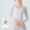 Camisa Cobertura para Yoga Feminina, Renda, Respirável, Leve, Proteção Solar, Manga Longa, Primavera/Verão, Emagrecedor, Fitness, Top de Pilates