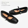 Zapatos Mary Jane Planos Estilo Francés de Punta Cuadrada con Adornos de Perlas y Estampado de Cuadros, Bailarinas Suaves para Primavera y Verano
