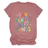 Puedes Hacer Cosas Difíciles Sitio Independiente Europeo y Americano de Ebay Moda Versátil Camiseta de Manga Corta con Cuello Redondo para Mujer