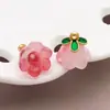 12 Colgantes de Aleación de Zinc de Vidrio Esmaltado de Color Transparente con Degradado, Hoja Verde, Flor de Lirio del Valle, Accesorios de Materiales para Joyería DIY