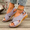 Nuevas Sandalias de Cuña con Tiras Cruzadas 2026 para Mujer, Verano, Comercio Exterior Transfronterizo, Talla Grande, Sandalias Ligeras de Suela Gruesa al por Mayor 43