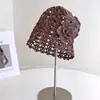 Chapéu de Crochê Feito à Mão Estilo Floresta Boêmia Chapéu de Lã de Verão para Mulheres Flores 3D e Papel Chapéu Frio Tendência