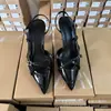 Para Nuevo 2024 Primavera y Verano Mezclilla Boca Baja Correa Punta Hueca Sexy Tacón de Aguja Moda Sandalias Zapatos Mula