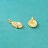 Plata Esterlina S925 Chapado en Oro Ins Colgante Oval Irregular Brillante para Pulsera de Cristal DIY Collar Cadena para Clavícula Colgante