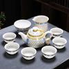 Juego de Té Jingdezhen Linglong Panal Azul y Blanco Cerámica para el Hogar Taza de Té Tapa Tazón Tetera Regalo de Negocios para Otros