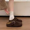 Hebilla de Cinturón Boken Moda Cómodas Nuevas Simples Otoño 2026 Versátiles Suela Suave Zapatillas de Punta Cerrada Zapatillas de Suela Gruesa Mujer