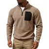 Sudadera con capucha y cremallera de manga larga, cálida, funcional, con cuello alto, para hombre, de forro polar, con bolsillos, deportiva, de peso pesado, para otoño e invierno, transfronteriza