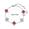 Pulsera de trébol de cuatro hojas de acero de titanio que no se desvanece con diamantes, pulsera de dijes de moda de oro rosa de 18 quilates, pulsera de cinco flores estilo europeo y americano