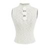 Sentido del Diseño Nicho Flor Sexy Hueco Corto Ajustado Cuello Chaleco Estirable Adelgazante Combinable Top sin Mangas