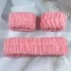 Diadema para Lavado Facial, Muñequeras, Set de Tres Piezas, Diadema para Mujer de Celebridad de Internet, Diadema de Felpa de Color Puro para Casa, Diadema Absorbente para Lavado Facial