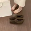Zapatos de algodón retro franceses de nicho con punta fina, slip-on con plataforma interior para el calor de otoño e invierno y forro polar, estilo Birkenstock para mujer