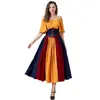 Vestido Medieval Retro Europeu e Americano Novo com Costura em Contraste, Manga Flutuante, Cadarço na Cintura, Saia Ampla, Vestido de Baile
