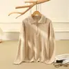 Suéter Blanco de Cashmere 100% Engrosado con Media Cremallera para Mujer, Suéter de Punto Trenzado Pulóver Casual Otoño e Invierno 2026
