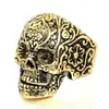 Anillo de Calavera Rubí de Moda para Hombre Estilo Europeo y Americano Retro Incrustado con Gema Roja Anillo de Cabeza Fantasma Joyería para Mano