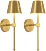 Lámpara de Pared Dorada Inalámbrica con Carga Inalámbrica, Regulable, Sin Cables, Estilo Americano, para Mesita de Noche de Dormitorio, Decoración de Sala de Estar, Control Remoto