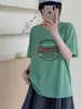 Camiseta de Algodón de Verano con Copos de Nieve, Bloques de Color, Forma de Arco de Trece Líneas, Cuello Redondo, Corte Ajustado, Mangas Cortas Versátiles