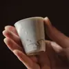 Taza de té personal con patrón grabado, Taza de té antigua de celadón del horno Yue, Taza de aroma, Juego de té Kung Fu, Taza individual de estilo chino para maestro