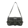Cinturón de Cuero Retro Bolso Punk para Mujer 2026 Nuevo Otoño Nicho Simple Diseño de Estampado de Leopardo Bolso Baguette de Moda Bolso de Hombro