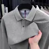 Camiseta de manga larga de marca italiana de alta gama para hombre, nueva polo casual ajustada para otoño en color liso