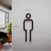1 Logotipo de Baño Acrílico 3D, Unisex-Negro y Dorado para Hoteles y Alojamientos